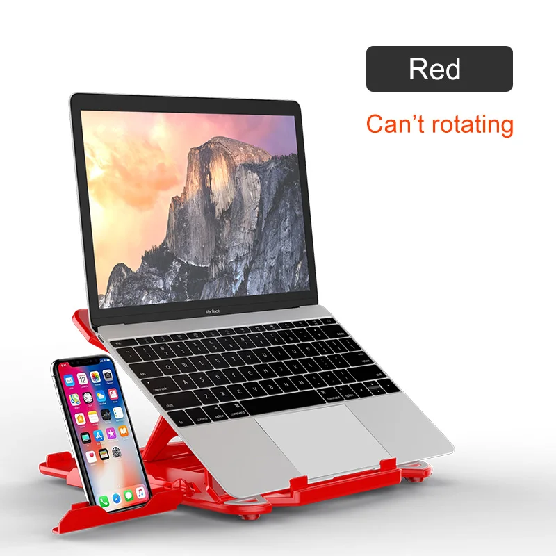 Red Normal 360 Вращающаяся подставка для ноутбука Складная подставка для ноутбука Macbook lenovo держатель для ноутбука Компьютерная Вентиляция с держателем для телефона - Цвет: Red Normal