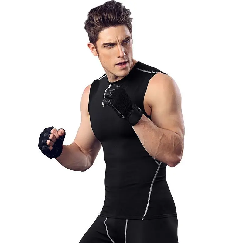 

Облегающий жилет для мужчин, тренировочный спортивный топ для бега, фитнеса, баскетбола, быстросохнущая дышащая однотонная одежда для бега