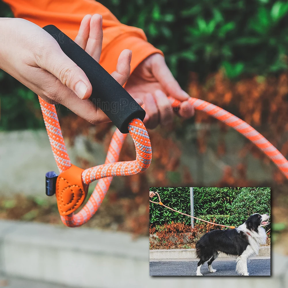 Светлый поводок для собак длинная губчатая ручка Светоотражающий Поводок