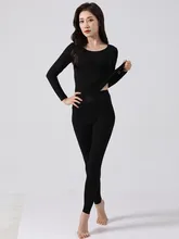 FAKUNTN ropa interior térmica para mujer, mallas cálidas de color púrpura para invierno, conjunto de 2 piezas, Calzoncillos largos para otoño (2)