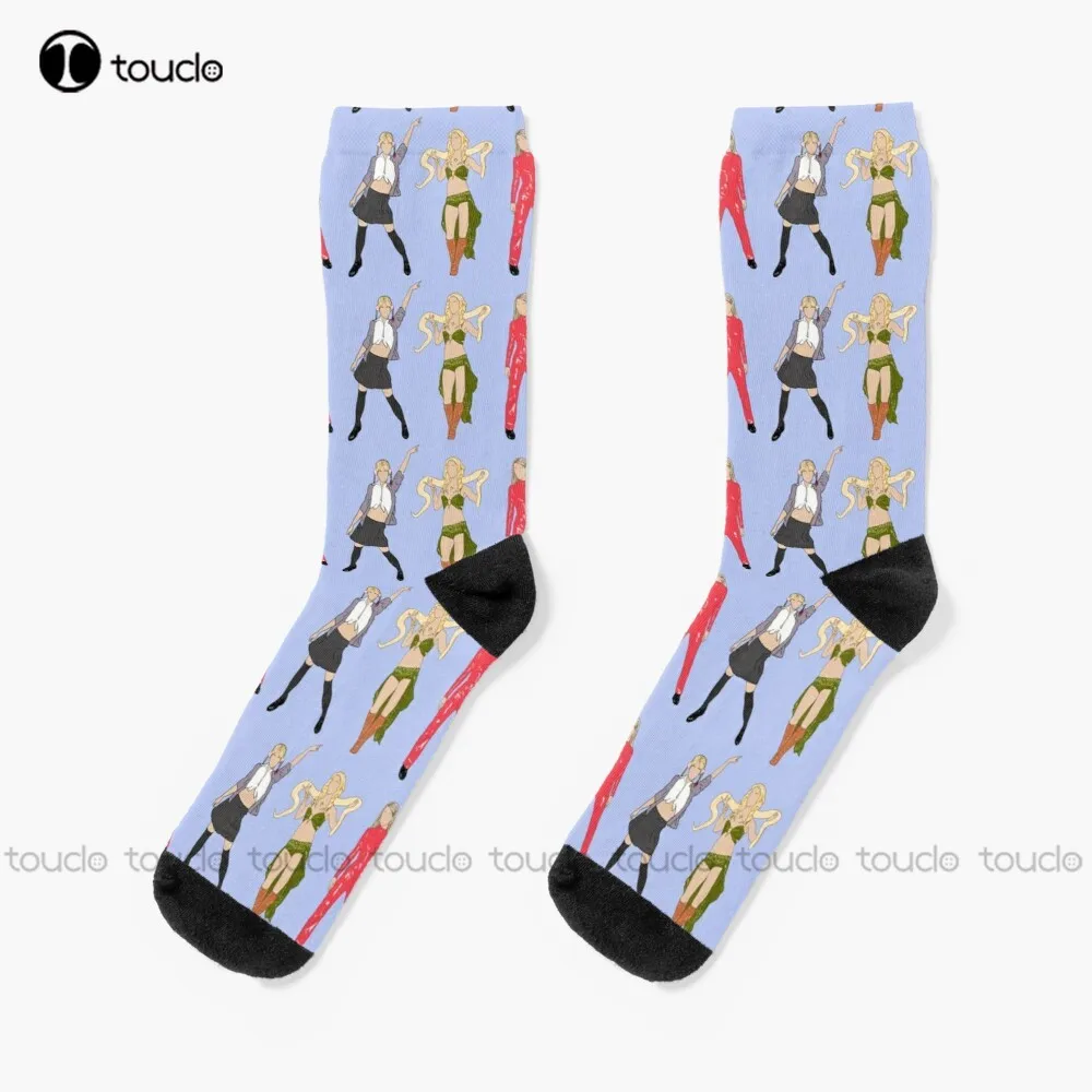 

The Princess Of Pop - Britney Spears Faceless Portrait Montage Socks White Long Socks Christmas New Year Gift 360° Digital Print