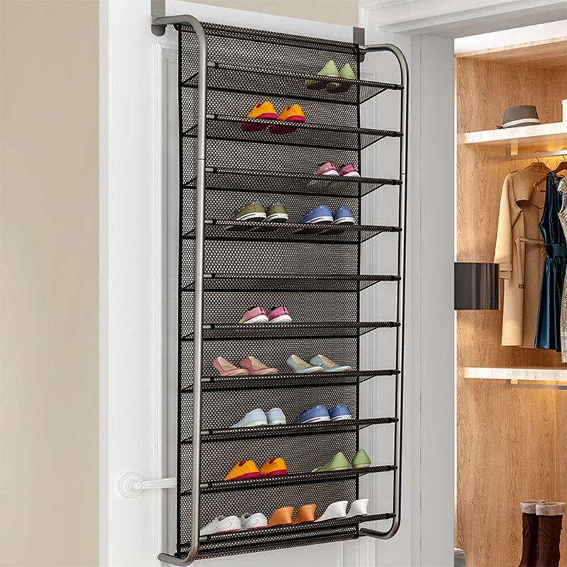 

6/10 Tier Shoes Rack Wall Mounted Shoe Hanging Shelf Metal Hooks Over The Door Shoe Organizer Slippers Sneakers Storage Cabinet