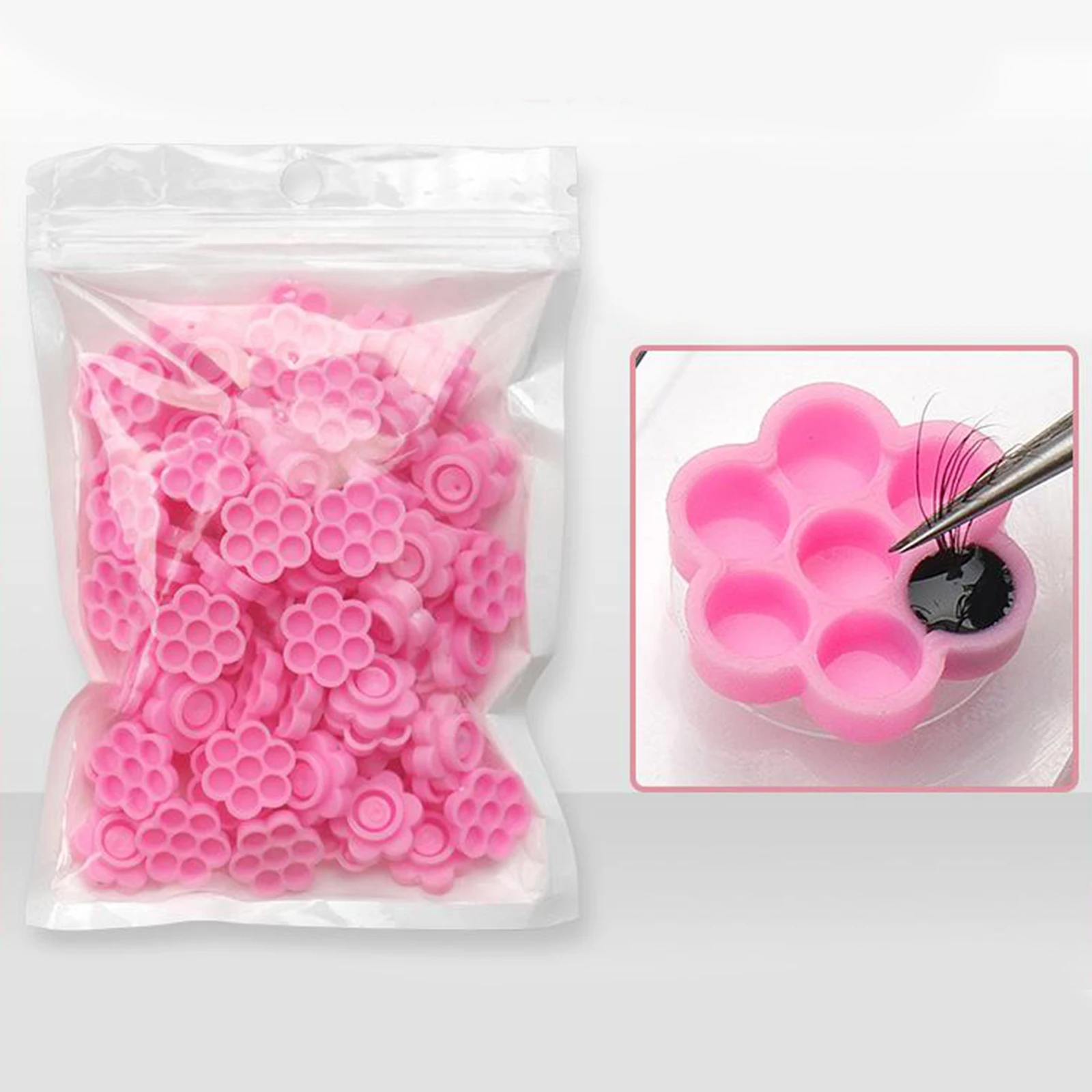 

100Pcs Flower Beauty Eyelash Extension Glue Cups Epoxy Cup Delay Cup Grafting Eyelash Tool Tattoo Adhesive Pigment Cups