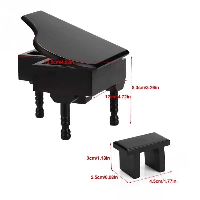 Wooded Music Box Windup Piano Grand Shaped with Small Stool Chrismas Gift Birthday Present for Friend | Дом и сад