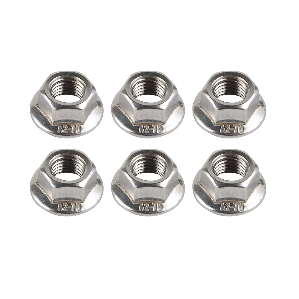 

6pcs Universal M10 x 1.25 Flange Sprocket Nuts A2 Stainless Flange Sprocket Lock Nuts For Ktm Honda Suzuki Yamaha Kawasaki Bmw