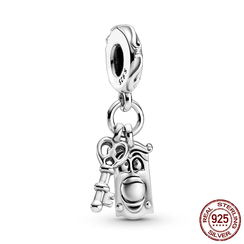 

NEW 925 sterling silver Alice Key & Door Knob Dangle Beads Fit original Pandora Charms Bracelet Bangles Fine Silver Jewelry Gift