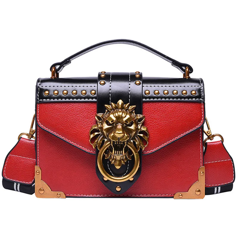 

Broadband Lion Head Shoulder Bag Fashion European And American Retro New Rivet Small Square Crossbody Bag 21X20X15cm