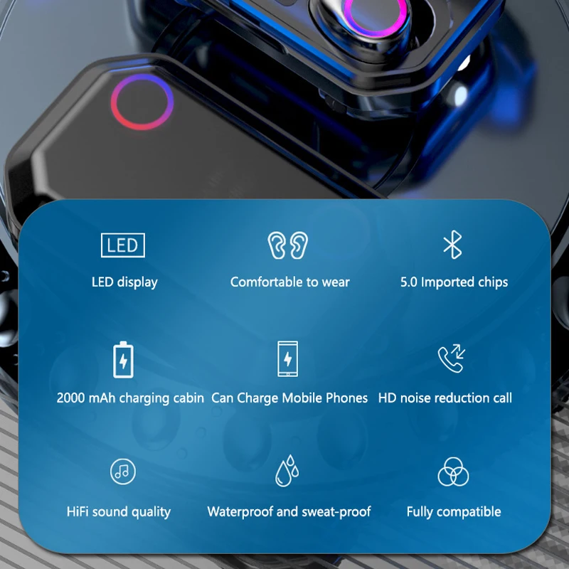 

DWIRELESS Wireless Waterproof Wireless Headphone Touch Music with Microphone