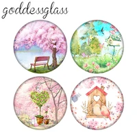 beauty flowers trees drawings 10pcs 12mm18mm20mm25mm round photo glass cabochon demo flat back making findings zb0948
