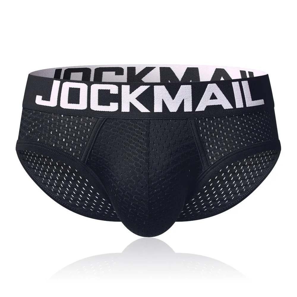 JOCKMAIL mens underwear 4 Pack ice silk Sexy Men Mesh Briefs Polyester Slip Cueca Male Comfortable Panties  sissy gay underwear
