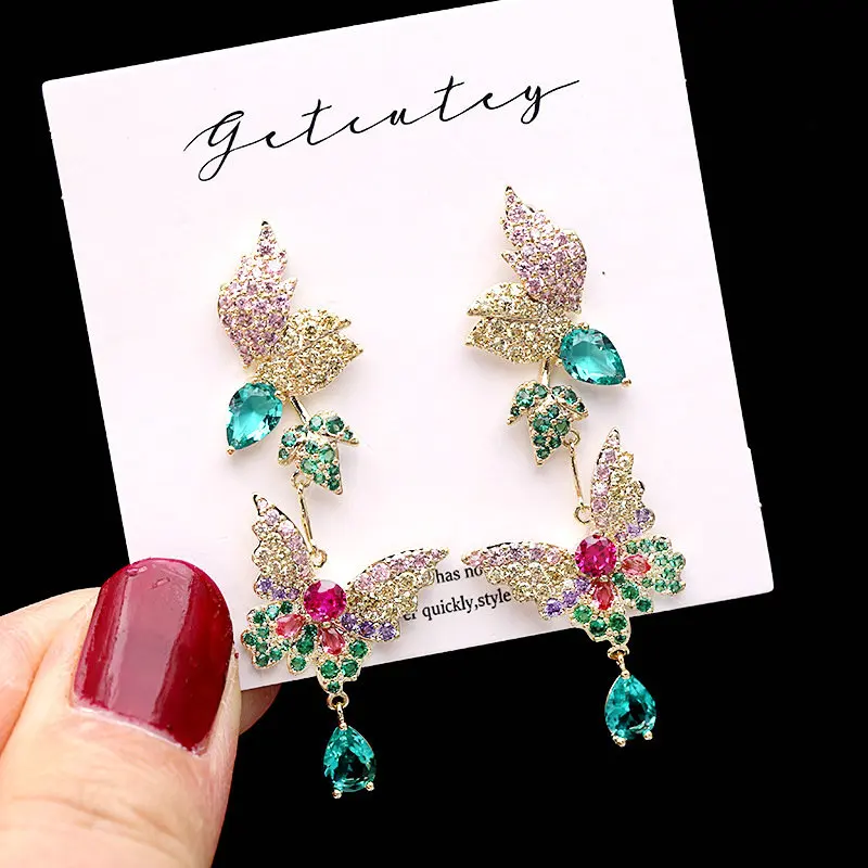 

1pair Colorful Exquisite Butterfly Shaped Earring Drop Luxury Butterfly Tassel Earrings Drop Fashion Jewelry for Woman Gift