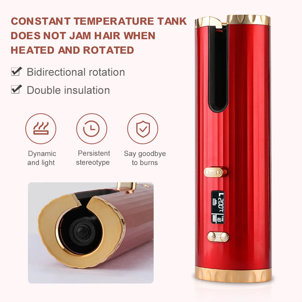 

Automatic Wireless Hair Curler Usb Refillable Curling Iron Waves Display Ceramic Curly Rotating Curling Wave Styer Hair Curler
