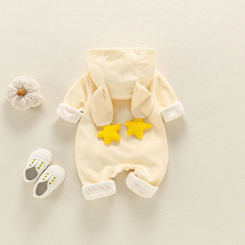 

Children's 2021 spring dress new Korean version newborn cloud rainbow lovely hooded zipper long sleeve creeping suit hair