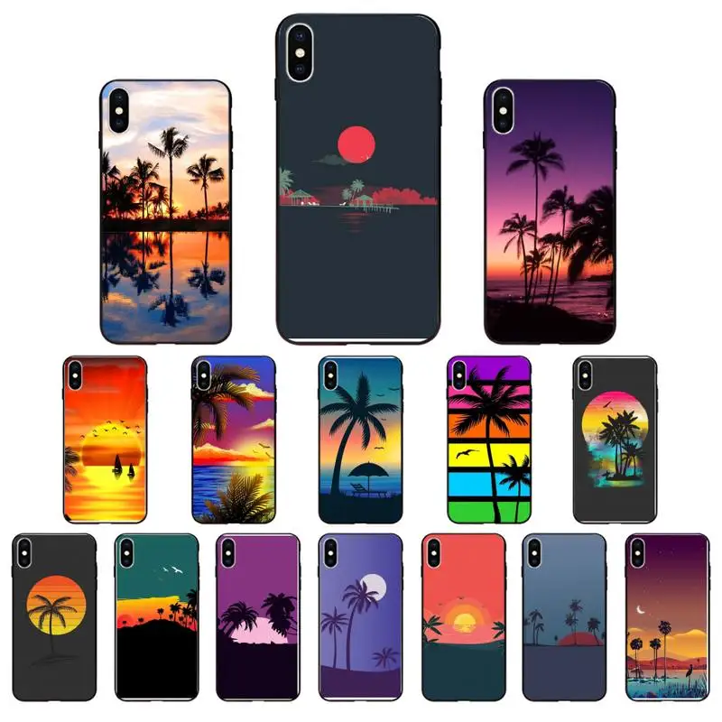 Арт кокосовой пальмы Чайка закат покупателей Чехол для мобильного телефона iPhone 12