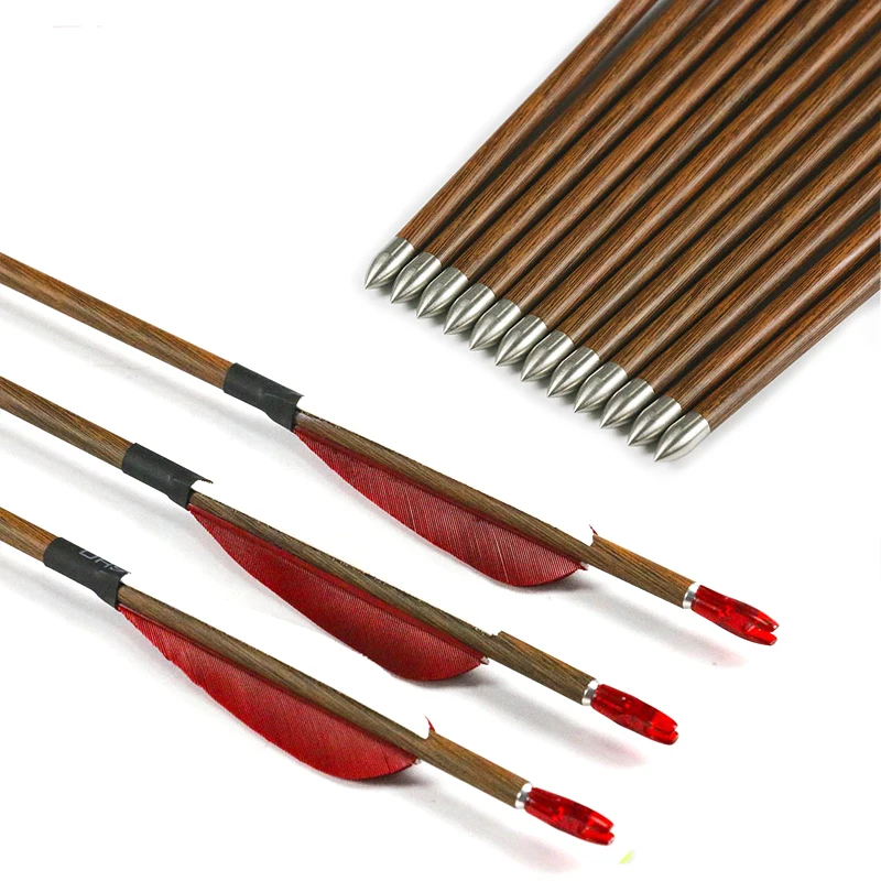 12 шт. Linkboy стрельба из лука деревянные карбоновые стрелы позвоночник 600 700 800 30