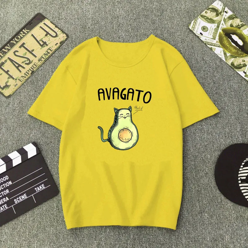 Забавная футболка авокадо 100% хлопок свободная повседневная женская одежда