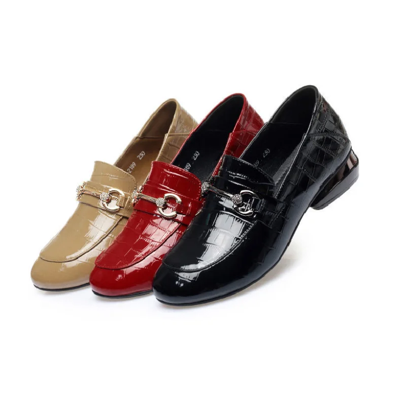 

Женские однотонные туфли, Новинка весна-осень 2022, модные женские туфли из мягкой кожи на среднем каблуке, Женские повседневные кожаные туфл...