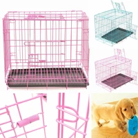 50x35x43cm pet kennel cat dog folding crate playpen wire metal cage puppy house tray pink blue