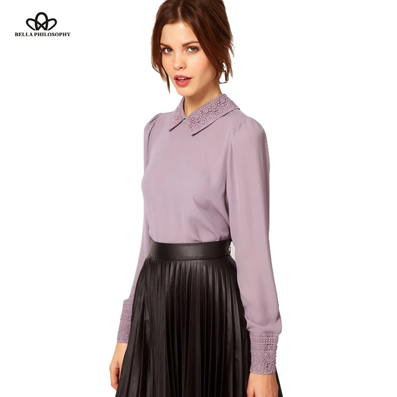 Женская винтажная шифоновая блузка Herstory фиолетовая Лавандовая розовая с