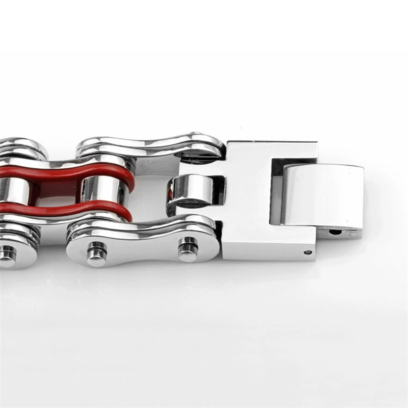 

Fashion 16mm Bicycle Chain Bracelets for Women Charm Red Color Stainless Steel Men Bangles Party Gift Wholesale Jewelry 2021
