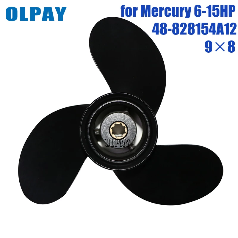 

9 x 8 Aluminum Alloy Propeller 48-828154A12 for Mercury 6-15HP boat engine