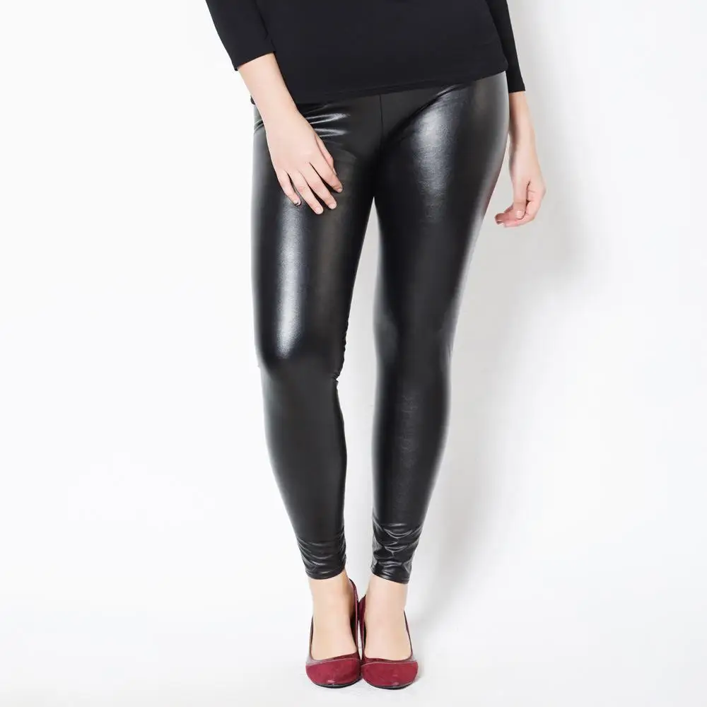 Deporte PU леггинсы брюки для женщин плюс размер обтягивающие длинные узкие черные из