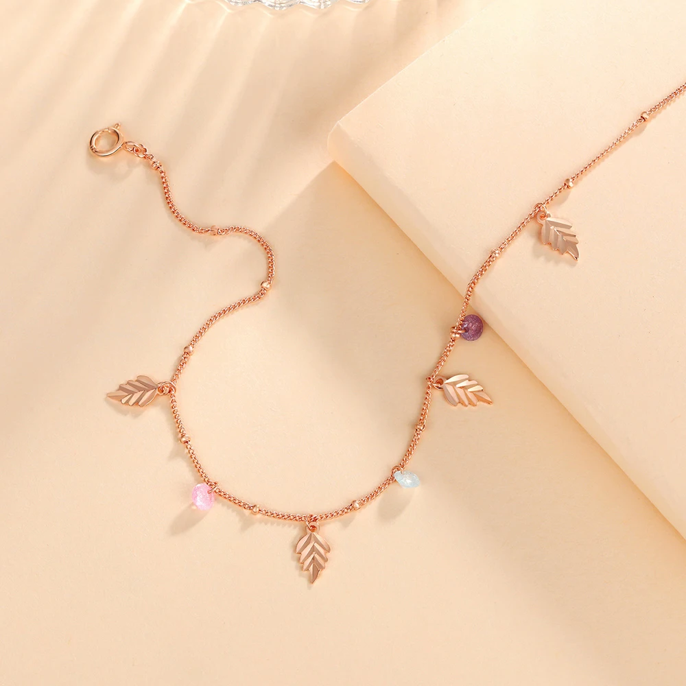 Милый простой кулон Серебряный листок 925 пробы браслет-цепочка на щиколотку