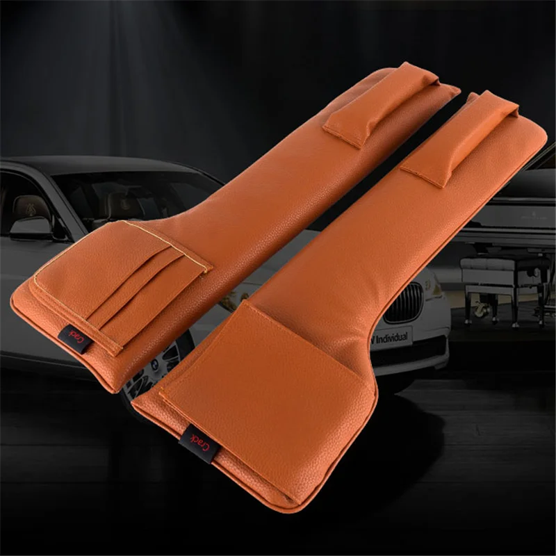 

2PCS Leak-proof Strip for Car Seat Gap Plug Car Seat Gap Filler PU Leather Console Organizer with Side Pocket Storage Strip