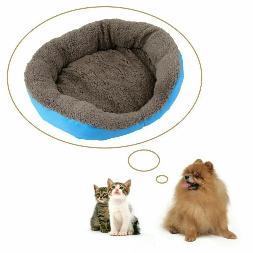 Собака Кошка мягкая будка Doggy Deluxe Флисовая теплая подушка корзина собака, кровать для собаки коврик для животных - Цвет: Синий