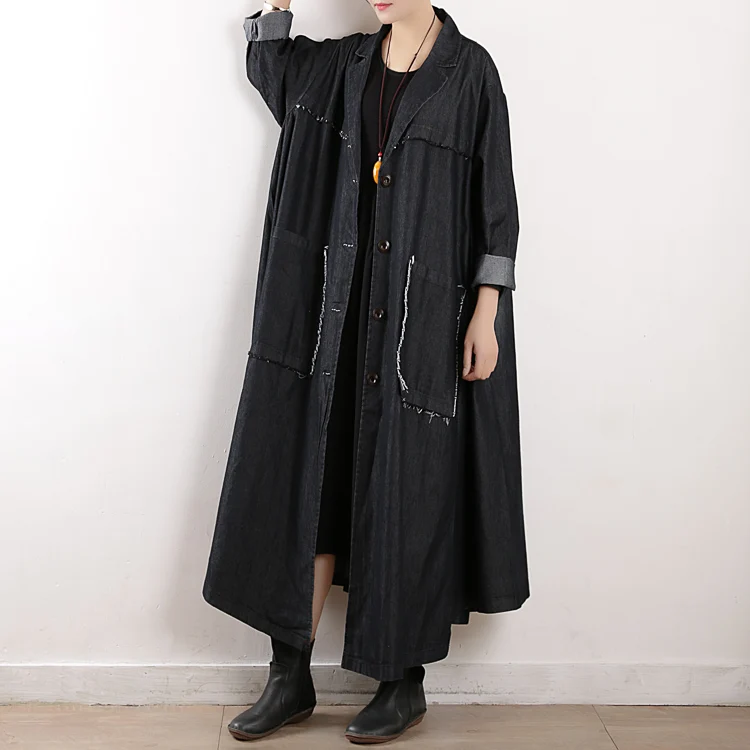 Новое Женское джинсовое пальто свободного покроя длинное из джинсовой ткани