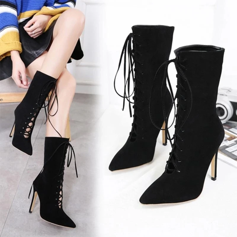 Пикантные сапоги на высоком каблуке модельные туфли для вечеринок женские