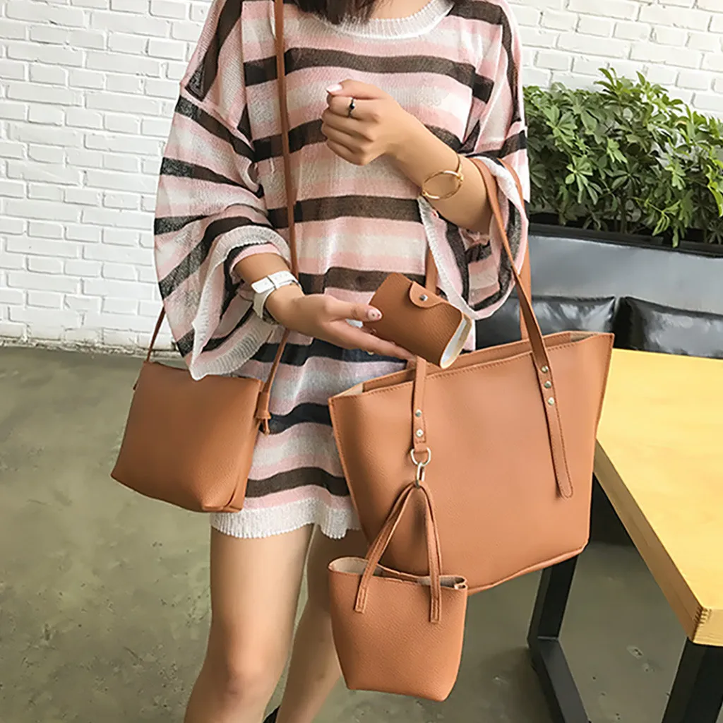 4 шт./компл. Сумки для Для женщин мода новый кожа из четырех частей через плечо