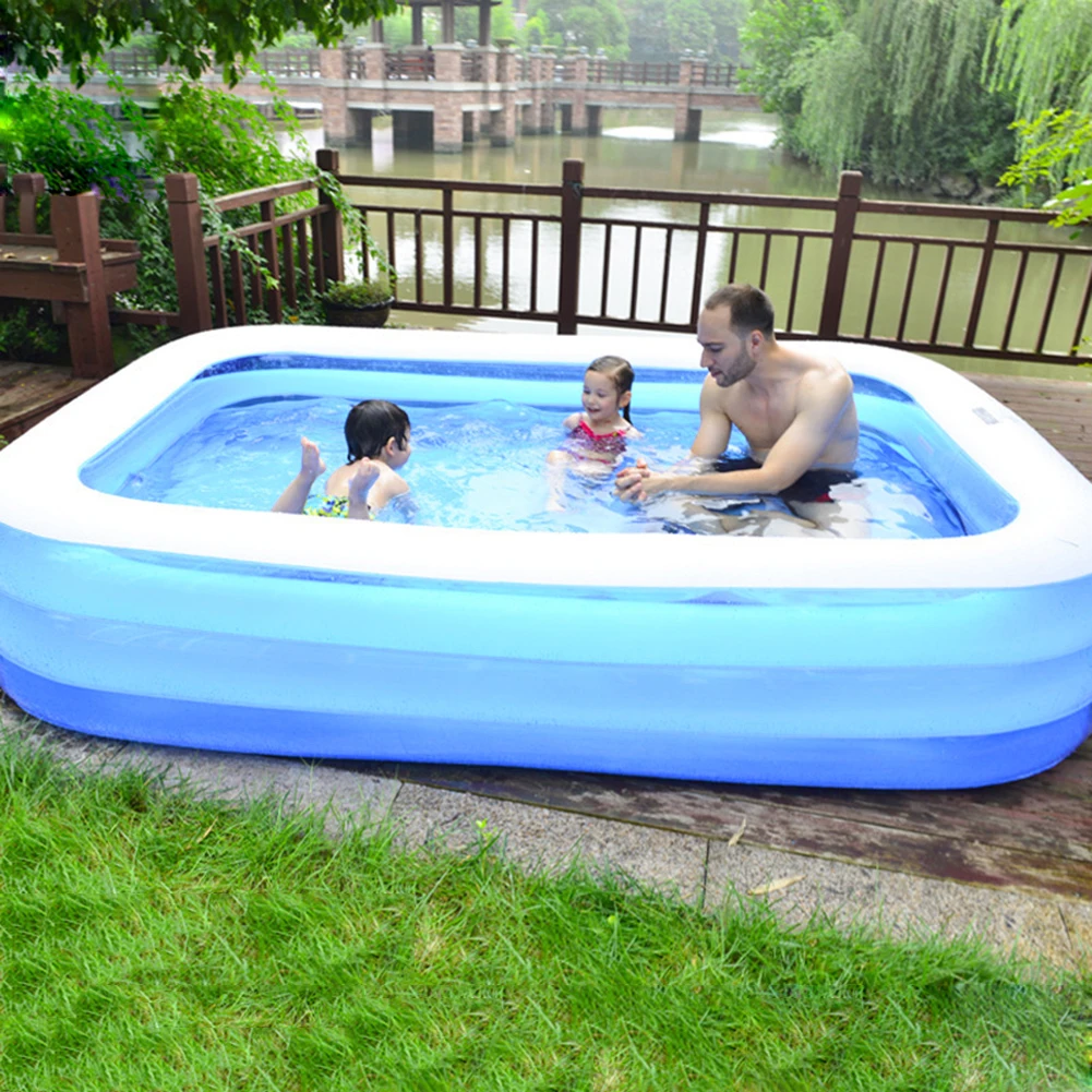 

Baby Adults Summer Inflatable Swimming Pool Adults Kids Thicken PVC Rectangle Bathing Tub Outdoor Paddling Pool Indoor Water Toy