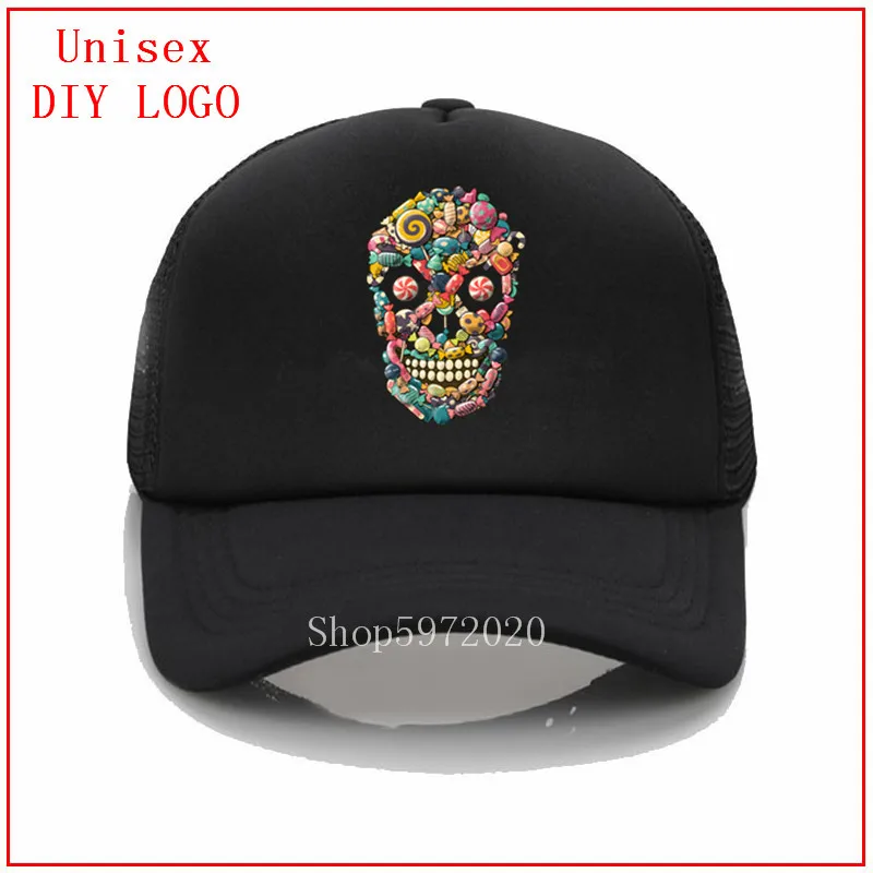 Модная сетчатая Кепка с изображением конфет черепа милой еды принтом бейсболка