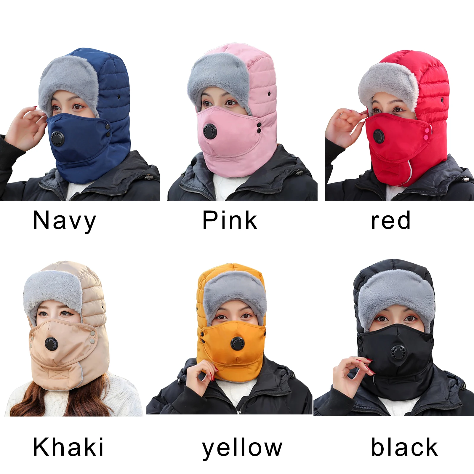 

2020 Unisex Full Head Warm Hat Breathing Valves Face Cover Ear Flap Trooper Hat Skating Skiing Cycling Accessories ED889