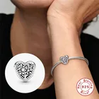 Женский браслет из серебра 925 пробы с бусинами в форме сердца