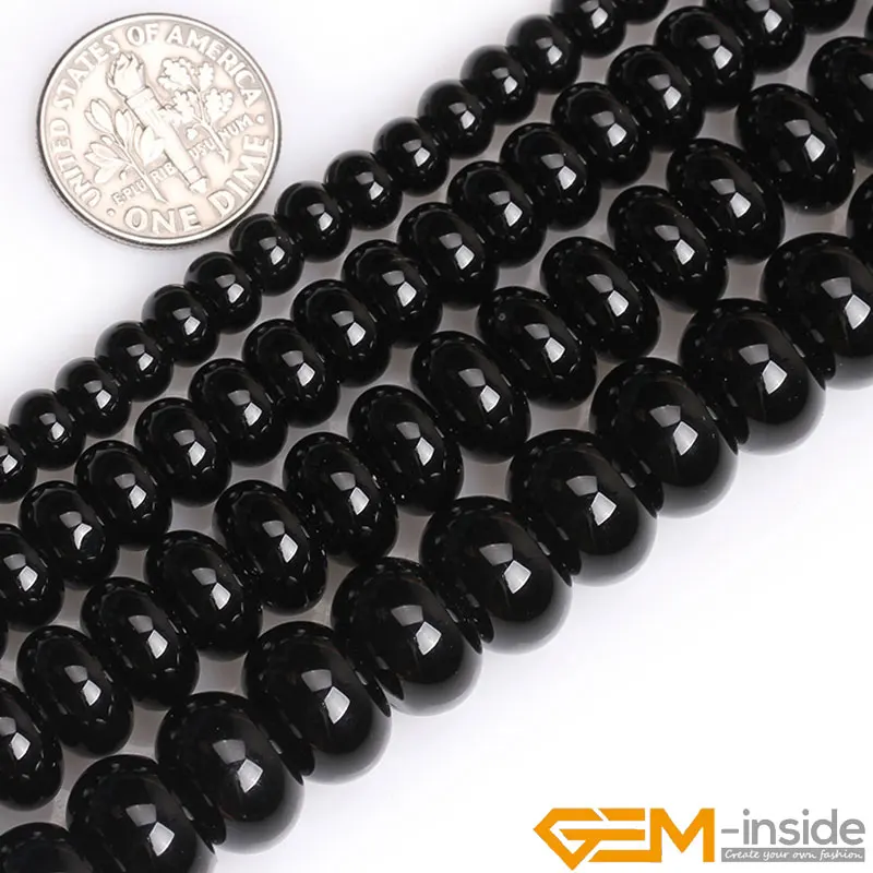 

Rondelle Spacer Black Agates Beads Natural Stone Beads DIY Loose Beads For Jewelry Making Strand 15 Inches Free Shipping