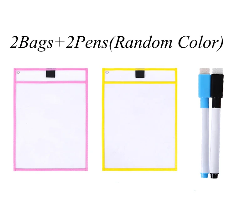 2Bags 2Pens Прозрачный мешок для сухой щетки может быть повторно использован с ПВХ ПЭТ письма сухой мешок для протирания игрушки для рисования для детей взрослых GYH - Цвет: 2Bags 2Pens