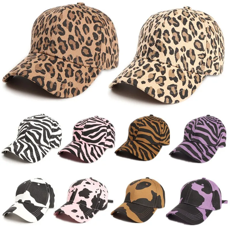 

Cow Pattern Leopard Adjustable Zebra Pattern Baseball Cap Hip Hop Shading Printing Unisex Spring Summer Snapback Dad Hat