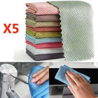 1set5 pcs kitchen towel cleaning cloth for window glass car floor rags bowl dish ceramic tile wipe duster home cleaning tool
