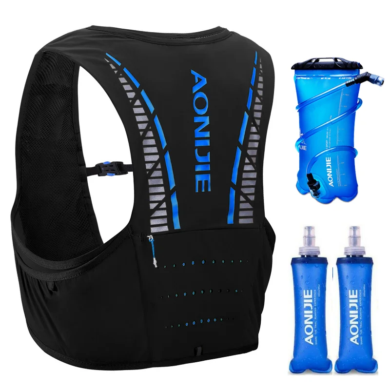 AONIJIEC933 250ml Trail Running Backpack 5L Lightweight Hiking Racing Cycling Marathon Hydration Vest Rucksack Optional Bottles