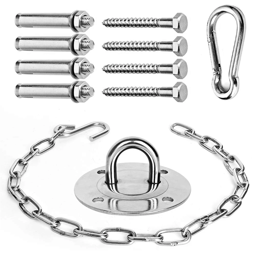 

Outdoor Chair Accessories Fixed Plate S Hook Spring Hook Chain Set Stainless Steel Material Easy To Install Suitable For Balcony