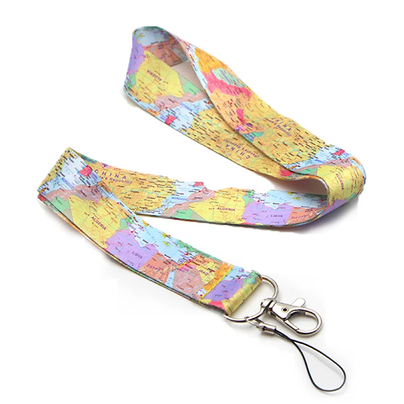 CA175 карта мира Ремешок шейный ремешок для ключа ID карты мобильного телефона ремни