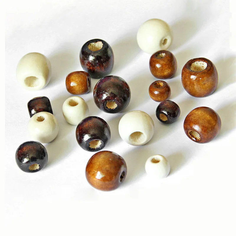 

High Quality Round Wood Beads DIY Handmade Custom Decorations Bracelet Necklace Beaded Loose Beads Accessories