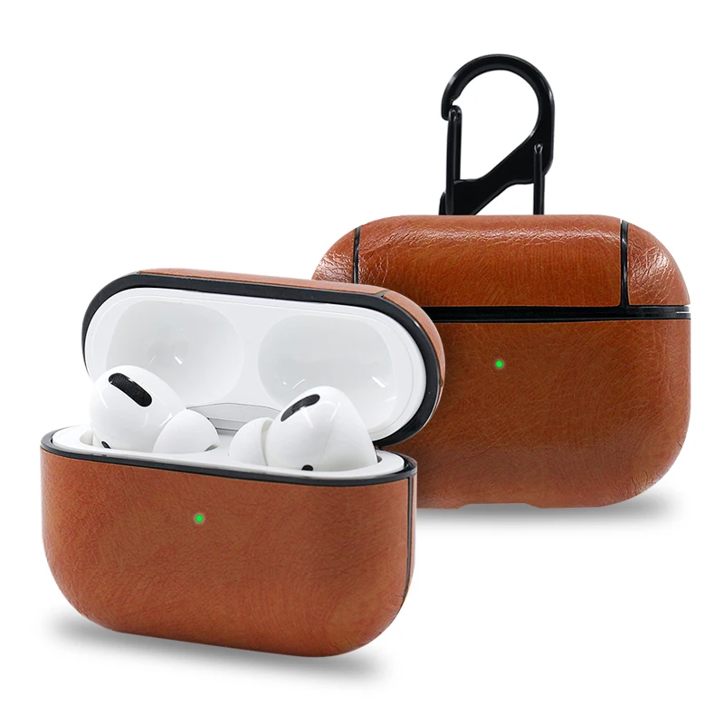 Хаки Для Apple AirPods Pro Bluetooth беспроводные наушники Кожаный чехол Чехол для AirPods Pro Funda чехол для зарядки чехол s - Цвет: Хаки