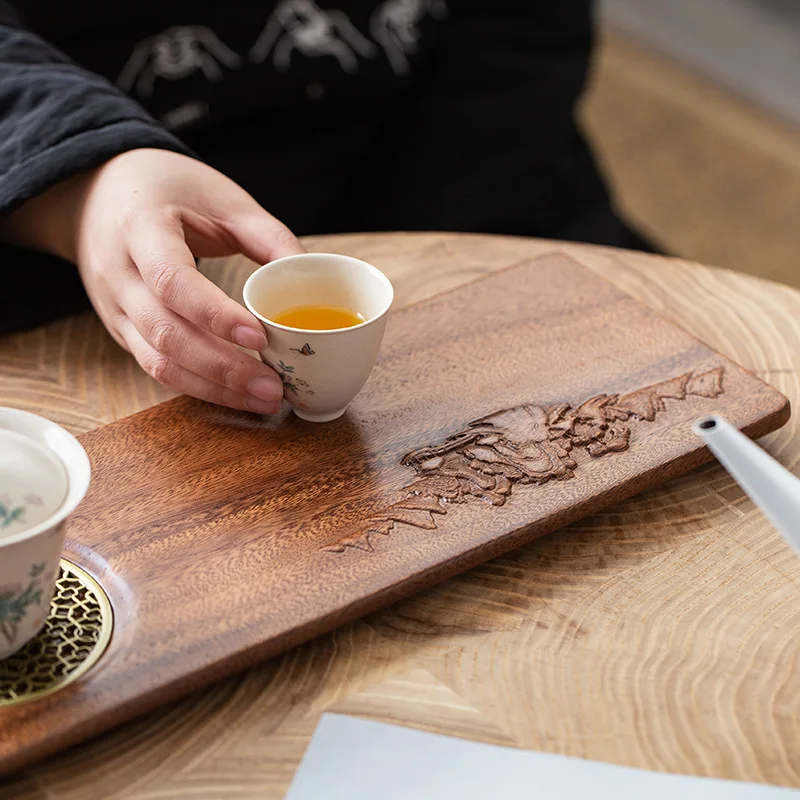 Walnut Tray for Decoration Plates Food Chinese Tea Set Kitchen Trays Wooden Plate Teaware Dining Bar Home Garden | Дом и сад