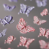 new 5d engraved nail sticker pretty pink color butterfly shape charm desgin empaistic nail slide decals z0380
