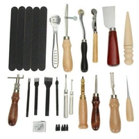 18pc leather craft kit vintage stitching sewing punch carving leather craft sewing beveler punch working hand tools accessories