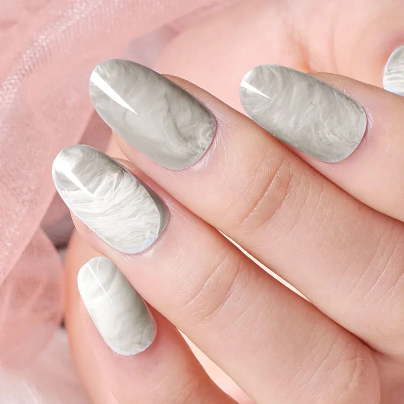 24 шт. накладные ногти балерины хаки телесного цвета мраморный гроб плоские
