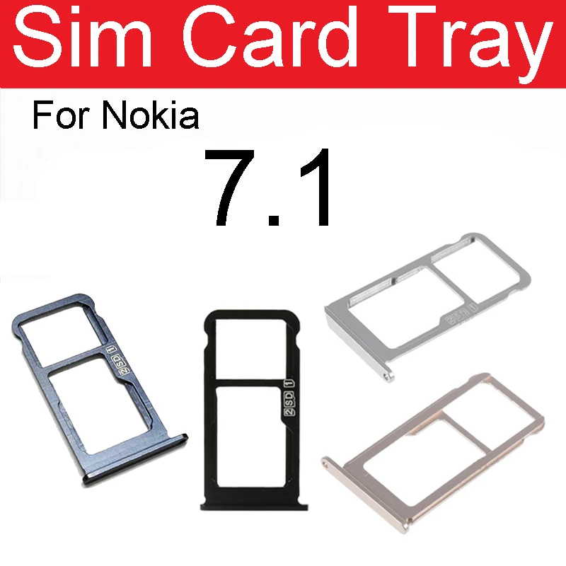 Держатель слота для SIM-карты Nokia 7 1 5 84 дюймов TA-1085 TA-1095 TA-1096 TA-1097 Sim-ридер гнездо